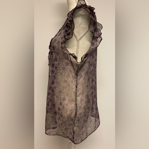 Converse Purple Floral Sheer Sleeveless Top Size L - Picture 4 of 8